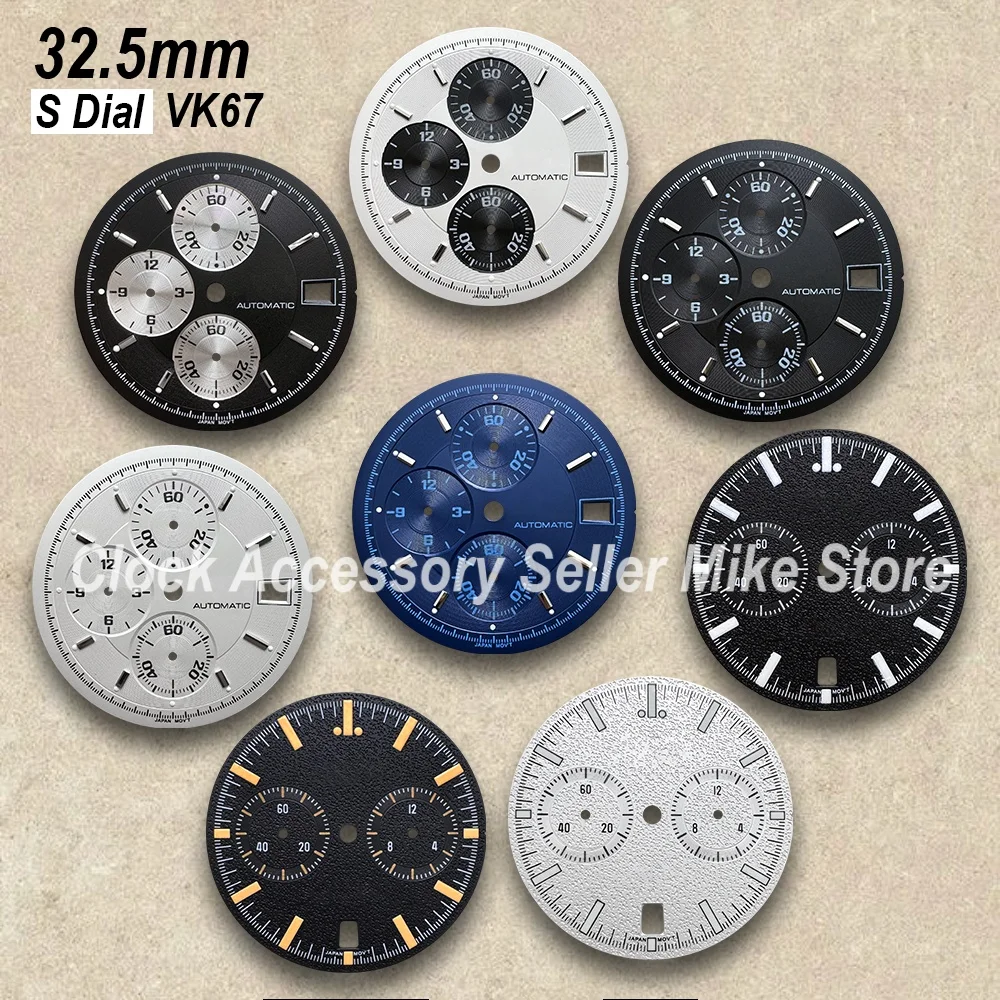 32.5mm Matte Speed S Dial Fit VK67 Movement Green Luminous High Quality Watch Modification Accessories