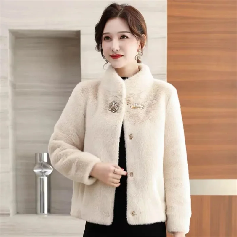 High-Quality Mink Velvet Coat Women 2027Autumn Winter New Fur Jacket Short Fur Integration Outerwear Fashion Overwear Female Top