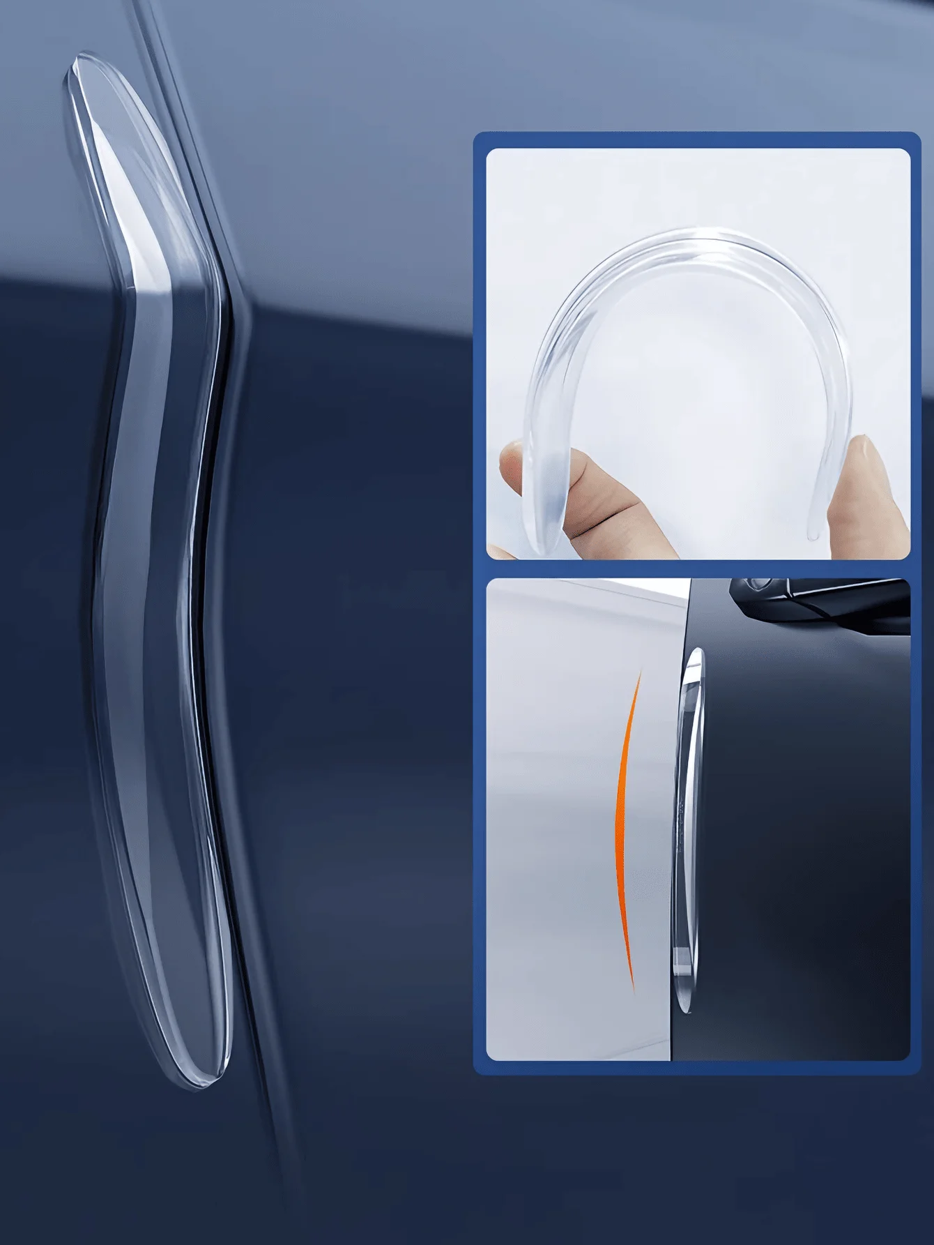 4개입 범용 자동차 도어 엣지 및 미러 보호대, 투명 실리콘 충돌 방지 범퍼 스트립, 긁힘 방지 트림 (도어용)