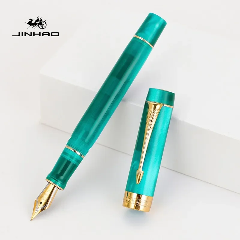 Imagem -02 - Jinhao 100 Caneta Tinteiro Seta Dourada Clipe Canetas Executivas de Luxo m f ef Nib Escrita Canetas de Tinta Papelaria Material Escolar de Escritório