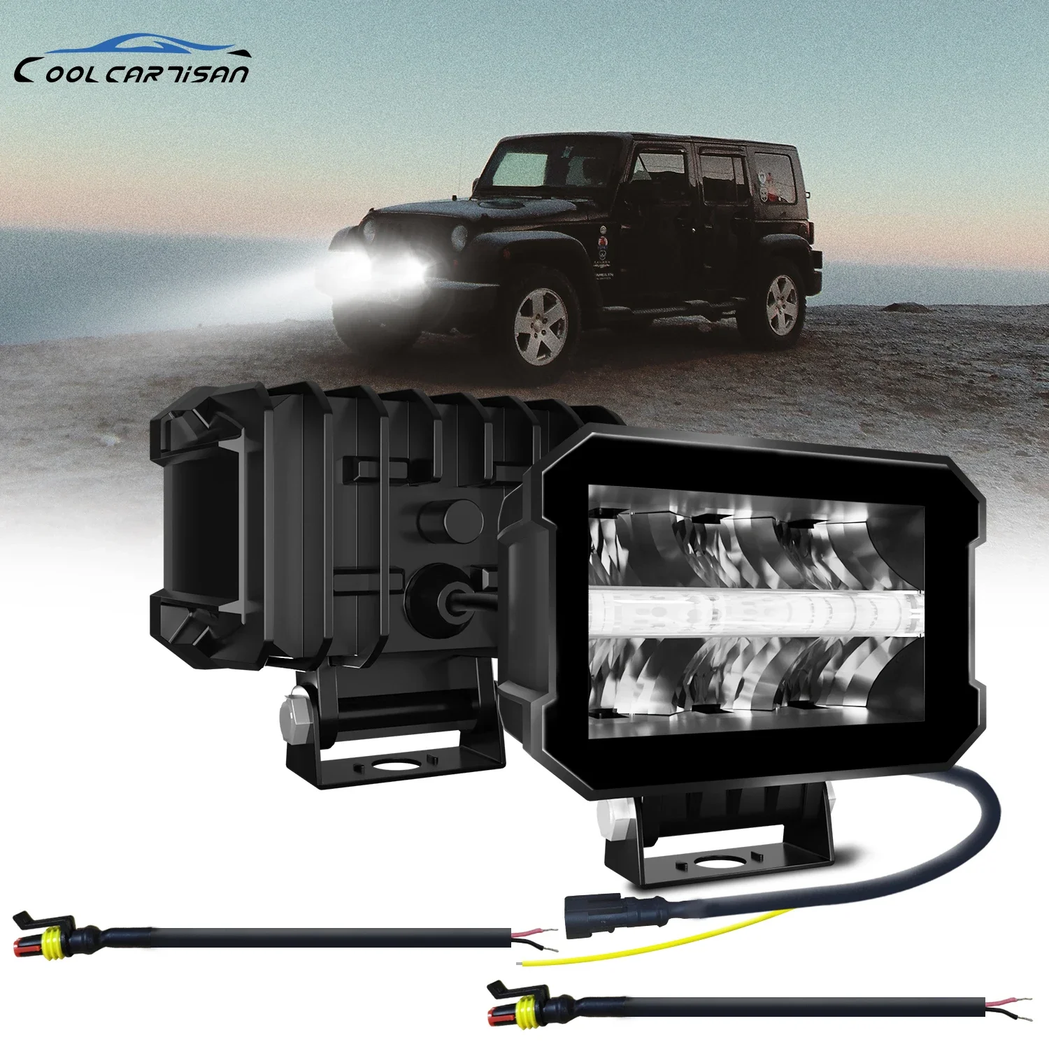 Car LED Floodlight Lamp Angel Eyes DRL 400w Light Led Bar 12v LED Lighting Work Light 24V Off -road ATV 4X4 LED Accessories