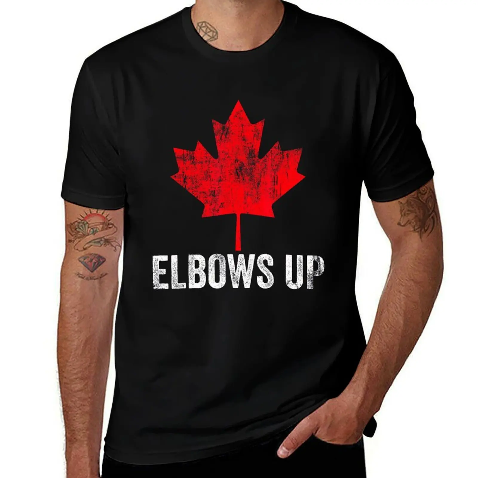 Elbows Up Canada Elbows Up Never 51 T-Shirt Athletic Quick Dry for Men T-Shirt