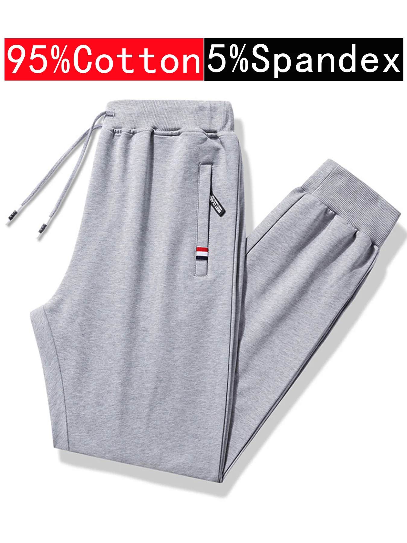 2-piece Black Pants Autumn Men's Stretch Belt Zipper Pocket Jogging Elastic Cotton Fitness Sport Suitable Gym Hiking Daily Wear - Image 3