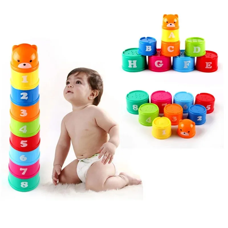 Stacking Cups Game Kids Fun Number Letters Stacking Cup Montessori Sensory Puzzle Stack Speed Games Toys For Children Gifts