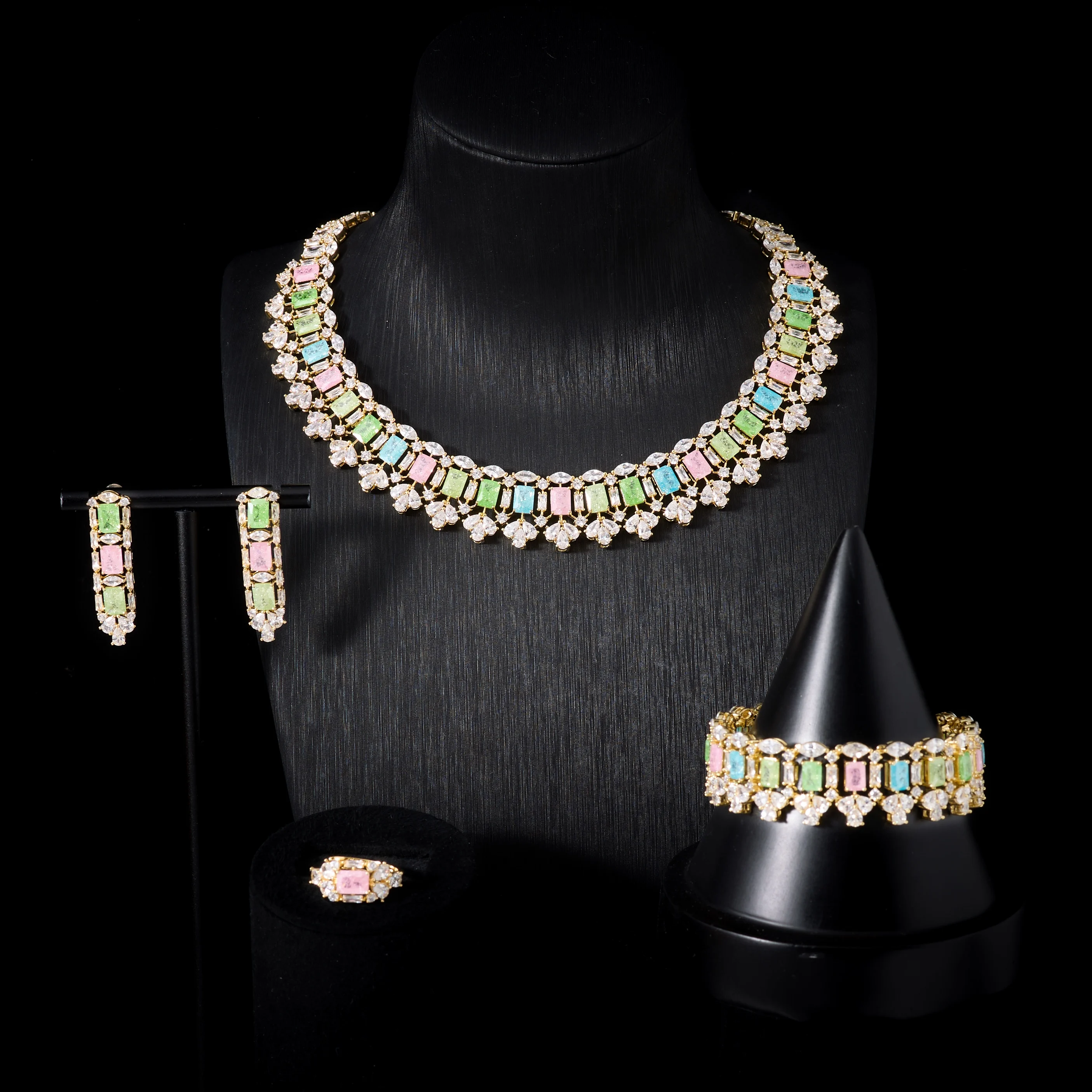 

in JEWELIFE Luxury Gold Plated Women's Cubic Zirconia Bridal Jewelry Set Colorful Dubai CZ Wedding Necklace Jewelry