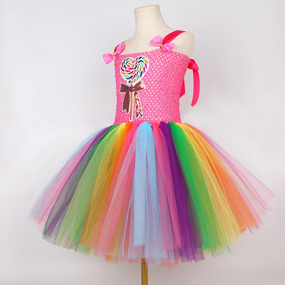 Baby Girls Rainbow Candy Tutu Dress Lollipop Birthday Costume for Kids Christmas Halloween Princess Dresses Outfit Child Clothes