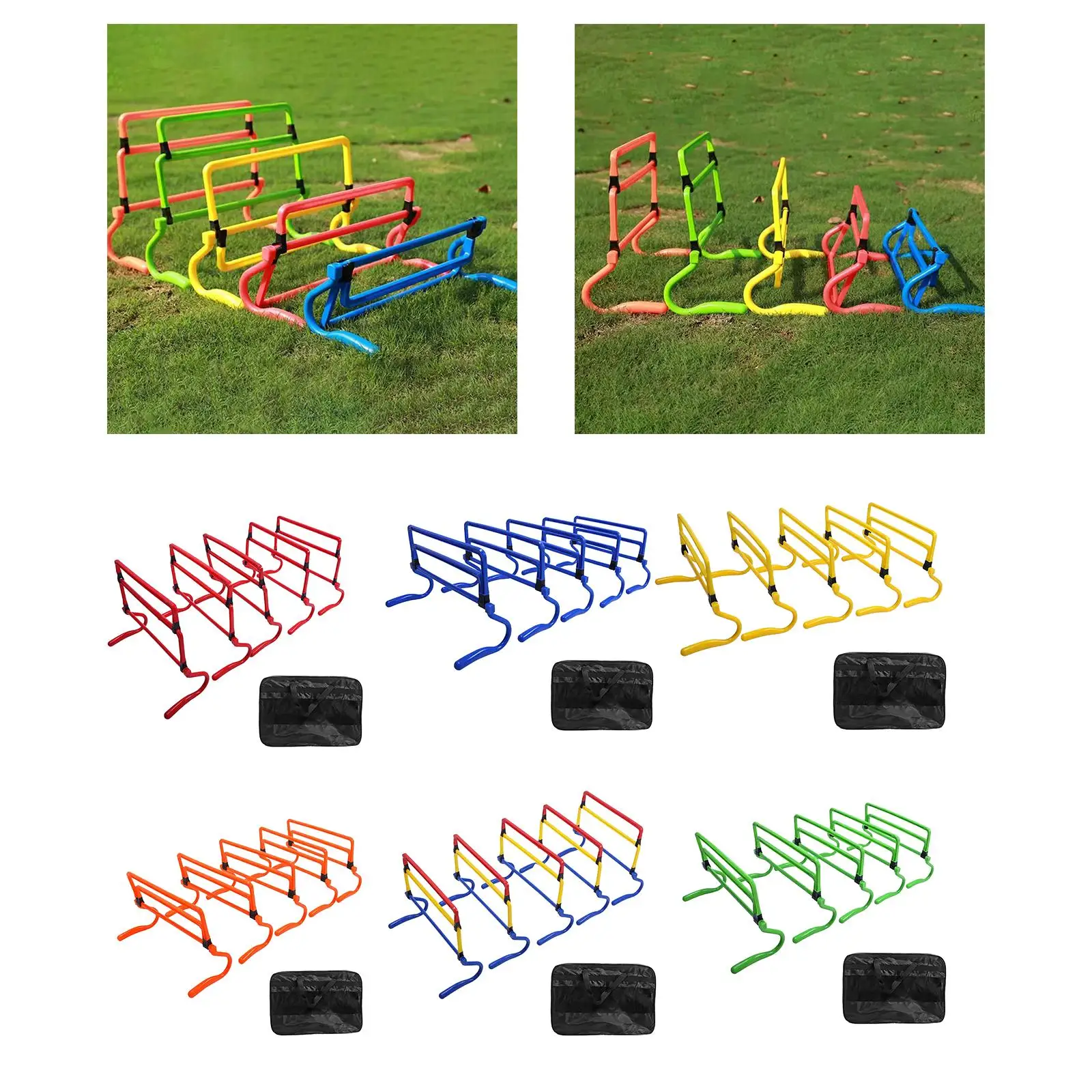Sports Agility Hurdles Adjustable Height Footwork Training Obstacle Set for Field Athletics