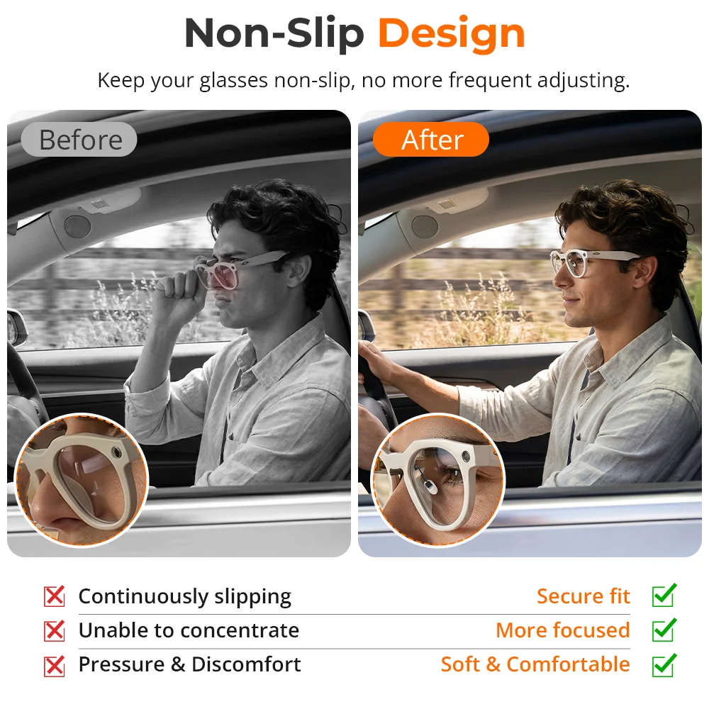HIBloks Eyeglass Nose Pads For Oakley Meta HSTN Smart Glasses Accessories Soft Silicone Anti Slip Clip-on Glasses Nose Holder