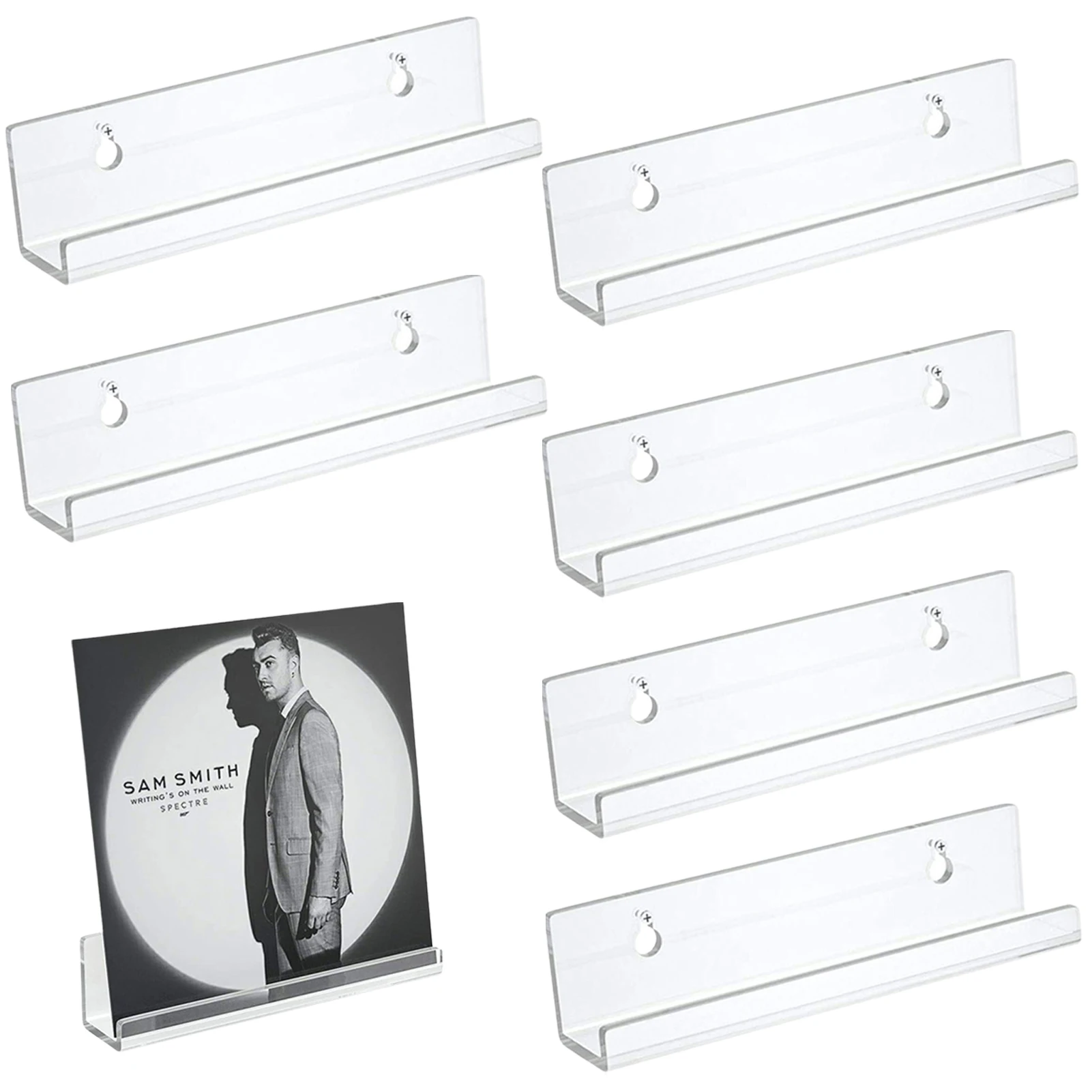 6/10Pcs อะคริลิคชั้นวางสำหรับบันทึก Wall Mount ชั้นวางบันทึกผู้ถืออะคริลิคใสบันทึกชั้นวางของสำหรับไวนิลอัลบั้ม