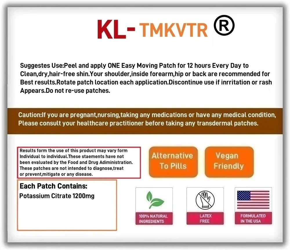 30 Plastry Transdermalne z Cytrynem Potasu dla Kobiet i Mężczyzn - Wspierają Krzęby Nóg i Zdrowie Mięśni