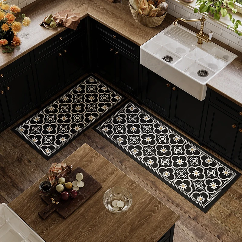 

Kitchen Special Carpet Water-absorbent Non-slip Wipeable Floor Mat Retro Pattern Home Decoration Area Rug Alfombra De Cocina