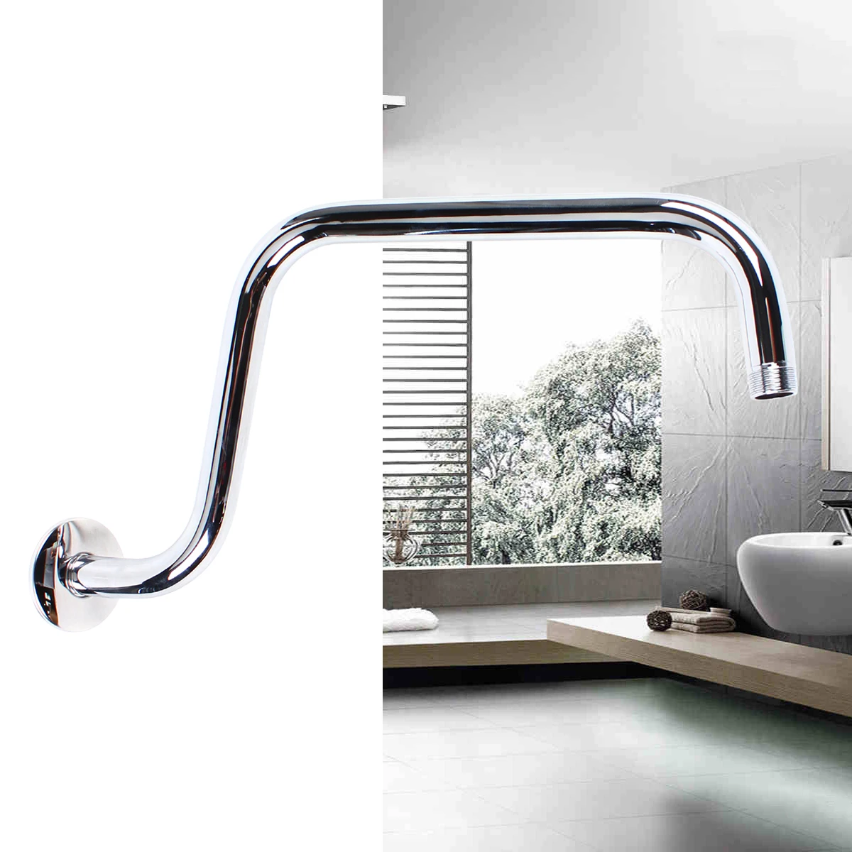 Stylish 12-inch Shower Arm in Chrome Plating - Wall-Mounted for a Sleek Bathroom Update