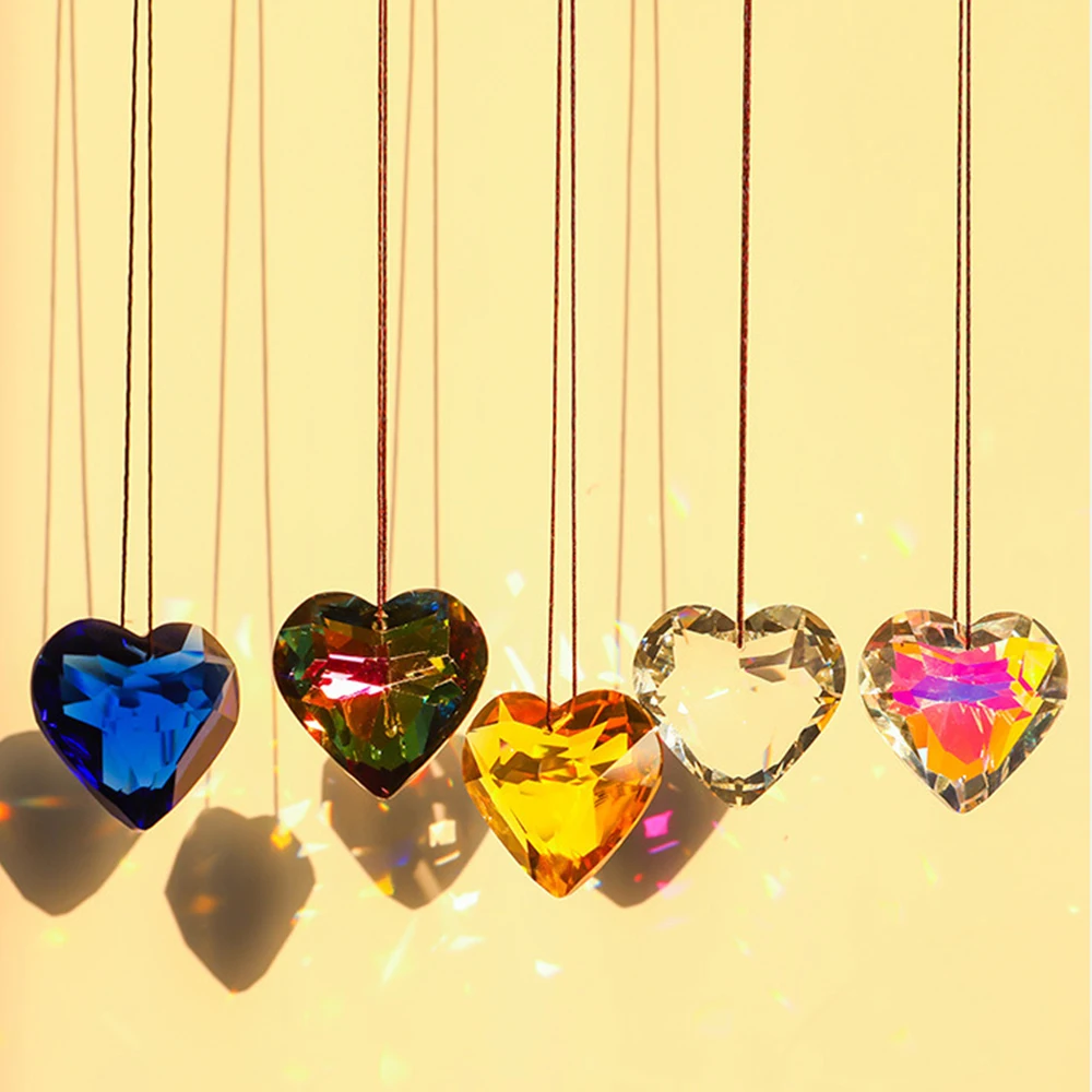 45/30mm Prism Suncatcher 2024 New Garden Decorations Heart Shaped Pendant Crafts Garden Decoration Rainbow Maker Window Decor