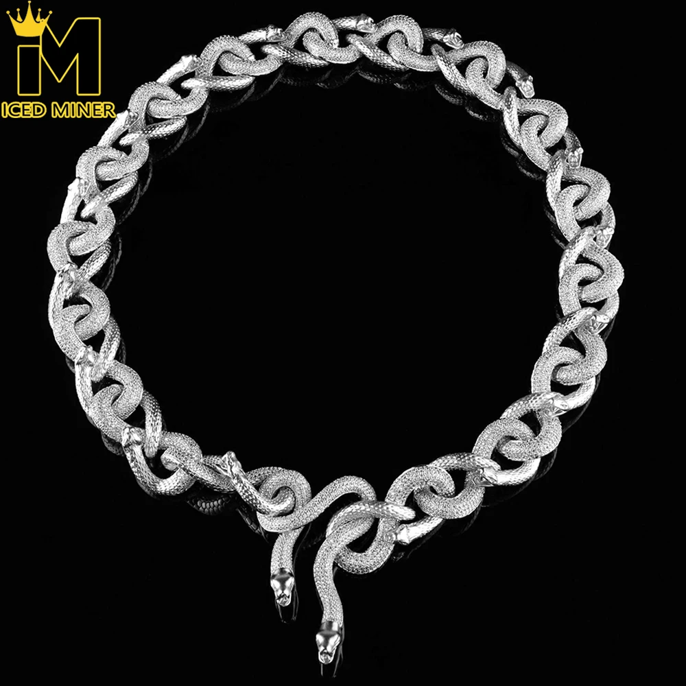 21mm Serpentine Cuban Chain 5A Zircon Cuban Necklace For Men Iced Out Chain Hip Hop Jewelry Copper Free Shipping