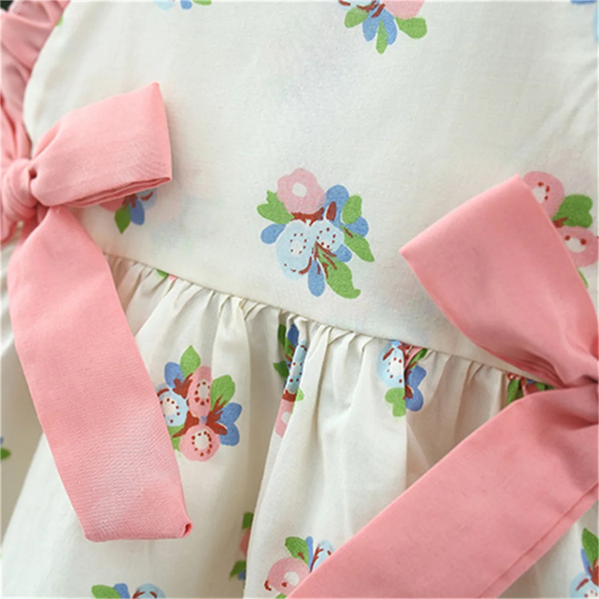 2-Piece Baby Princess Summer Dress+Lace Hat Baby Girl Lolita Bow Strap Flower Sweet Korean Version Skirt