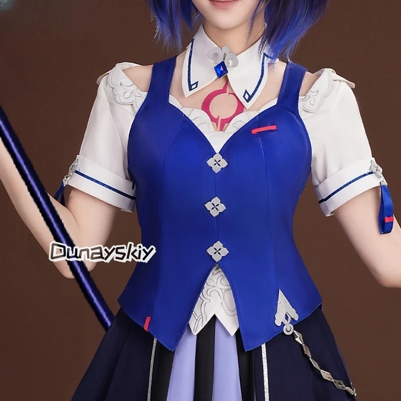혼카이 게임: 스타 레일 시레 코스프레 의상 할로윈 카니발 신규 JK 유니폼 상의 스커트 양말 가발 소품 여성 패션 시레 세트
