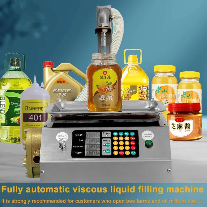 BJM-15 Flow Weighing Type Fully Automatic Dispensing Filling Machine Honey Sesame Sauce Edible Oil Glue Viscous Liquid