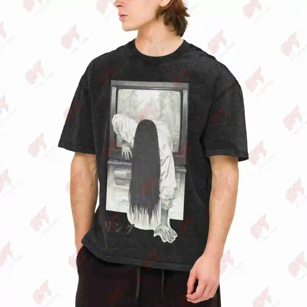 Ring Movie Horror Vintage Washed Tee Pure Cotton T-Shirt