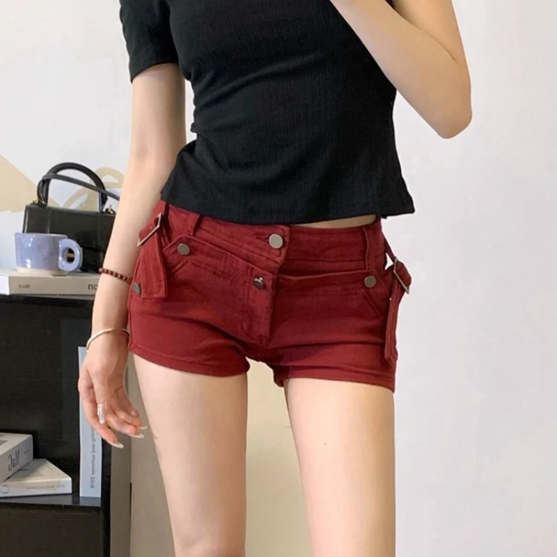 

Women's New Slim Hip Low Waist Fashionable Solid Color Denim Shorts