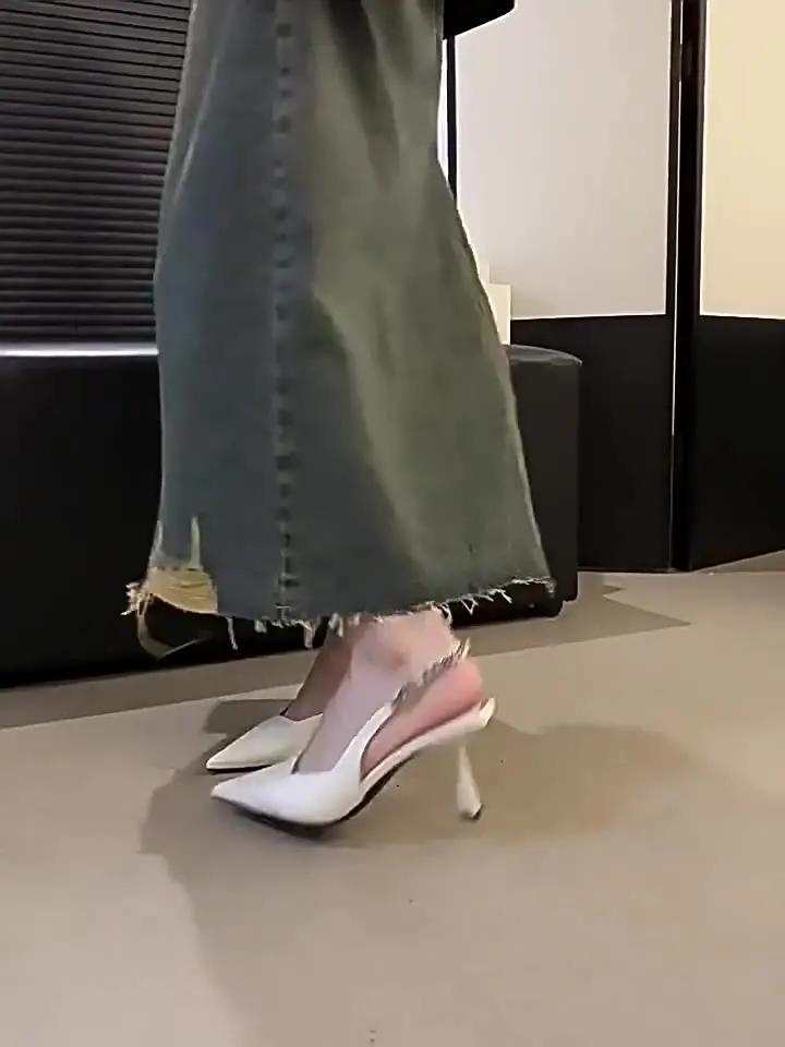 

Gold Heels Women's High-Heeled Shoes Navy Blue Pumps 2025 Sweet Sandals Ladies Slip On Pointed Wedge Lace-Up Beige Orange Casua
