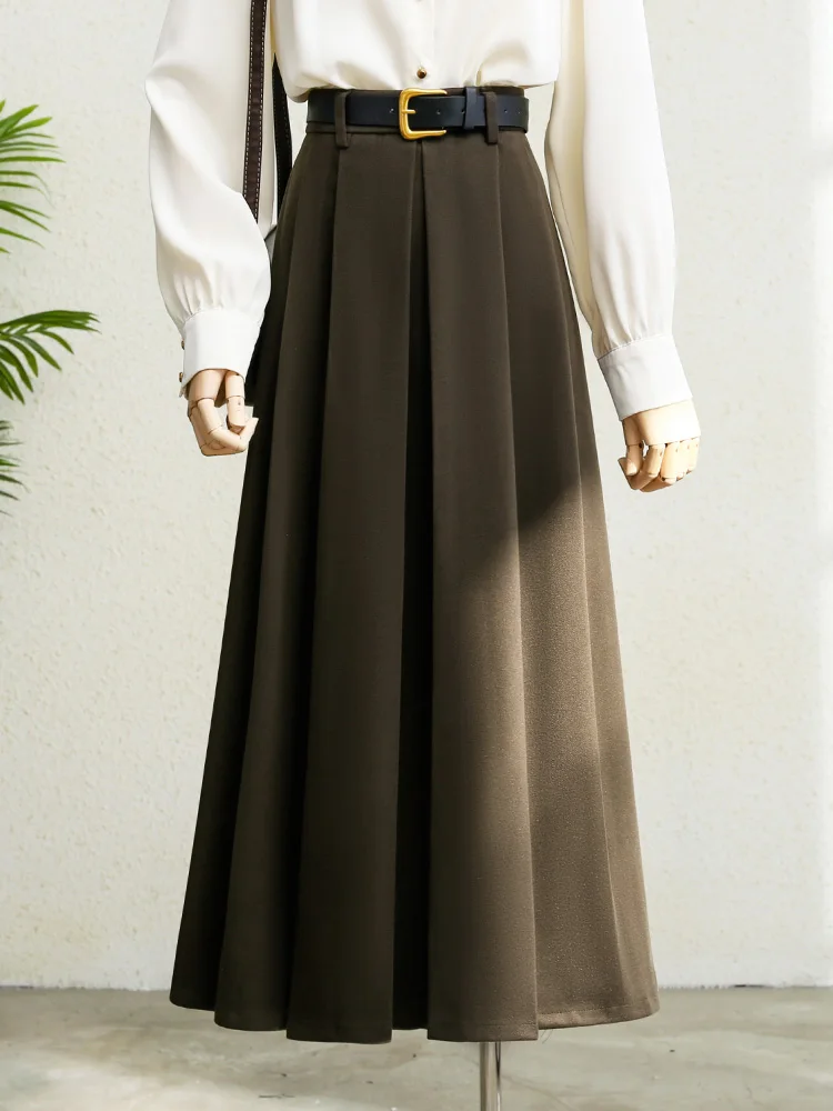 

High Waist Woolen Plaid f Skirt Women's 2024 Autumn Winter New Profional Commute Versatile Midi A-Line Skirt