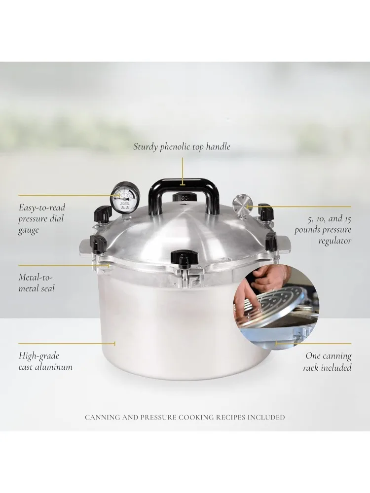 1930: 15.5qt Pressure Cooker/Canner (The 915) Exclusive Metal-to-Metal Sealing System Easy to Open & Close Suitable for Gas