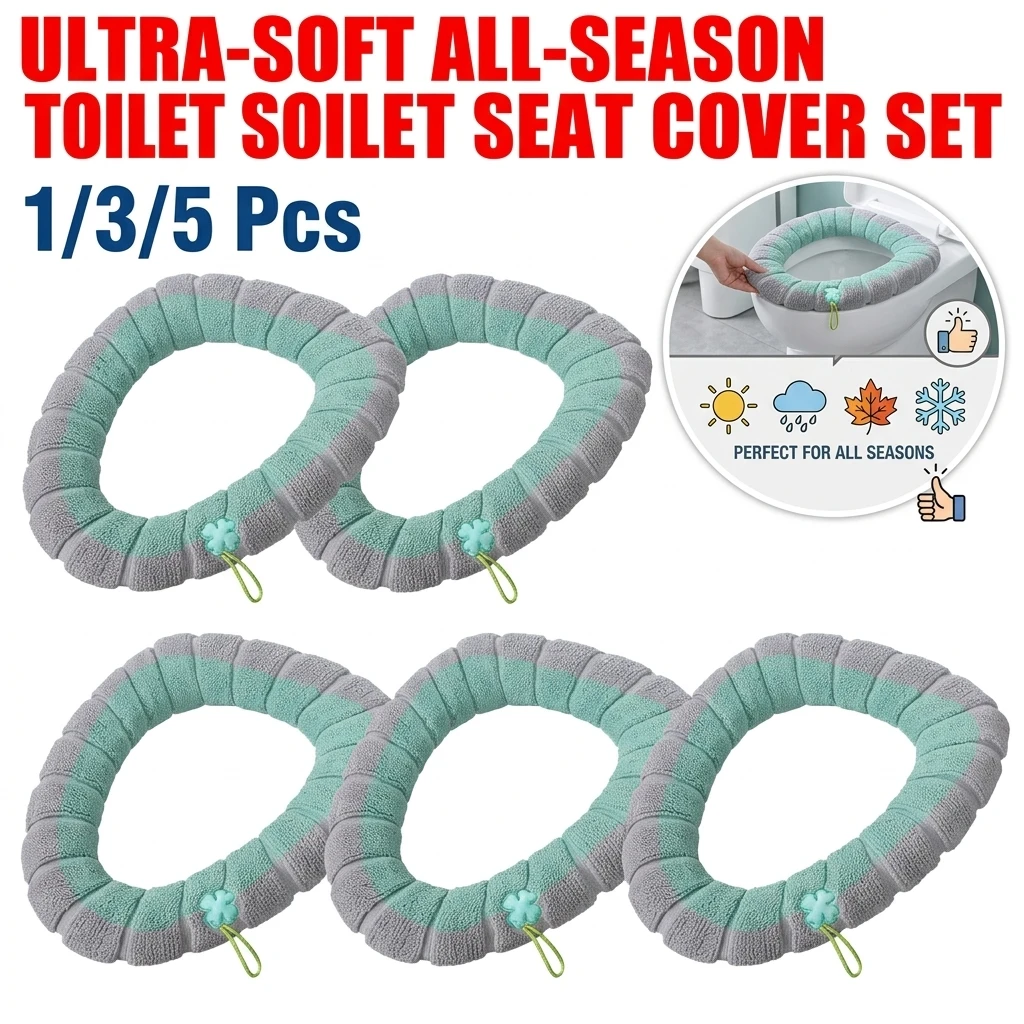 Portable Stitched Color Knitted Toilet Mat Thickened Washable Antifreeze Toilet Seat Cover Universal Bathroom Accessories