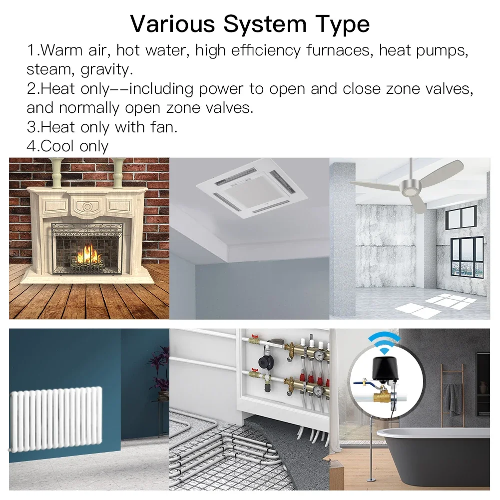 Inteligente WiFi Bomba De Calor Termostato, Controlador De Temperatura Programável, Temperatura Do Quarto, Tuya, Smart Life APP, Alexa, Google Home, 24V AC