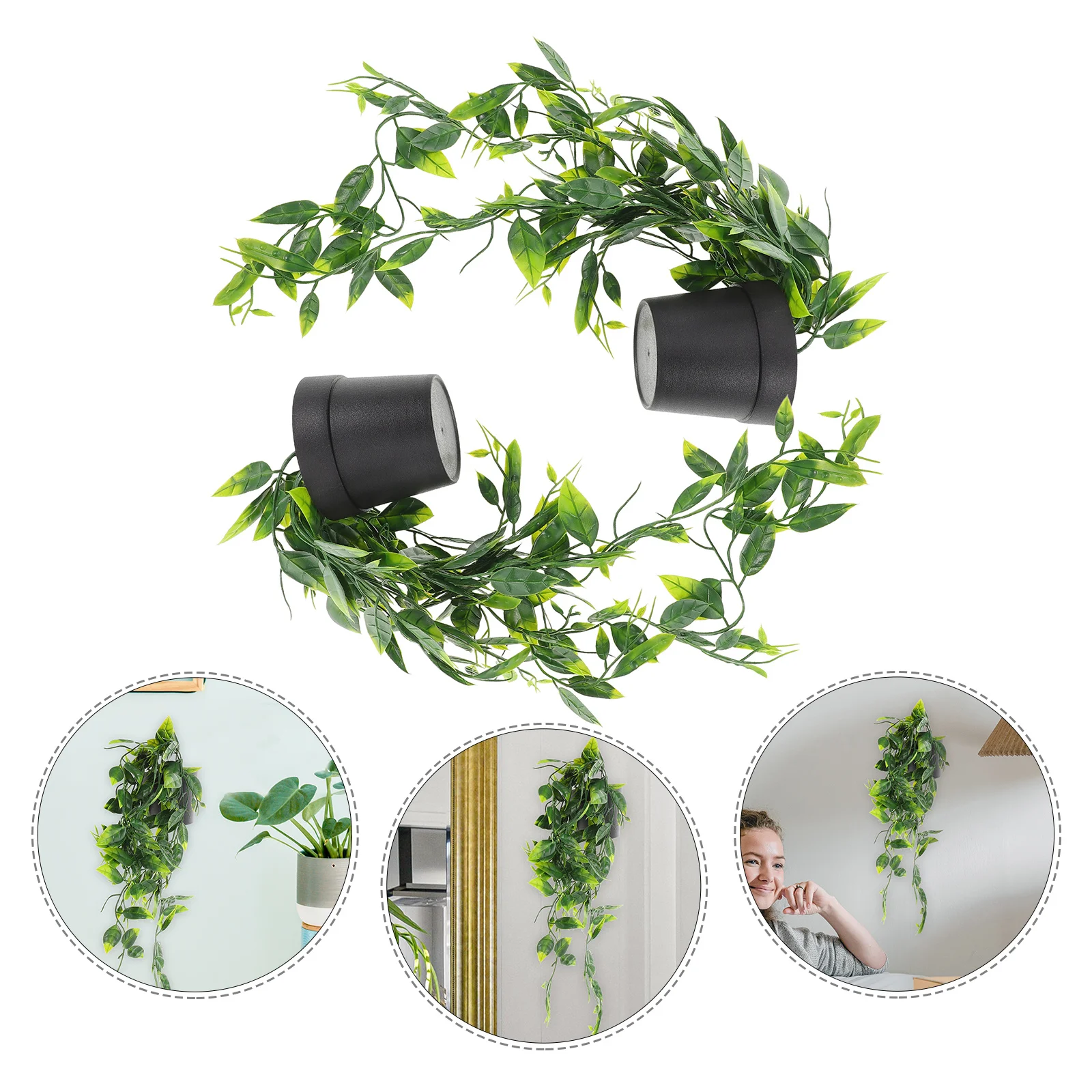 

2Pcs Faux Hanging Plants Indoor Outdoor Use Realistic Lightweight Plastic Easy Hang Wall Shelves Decor