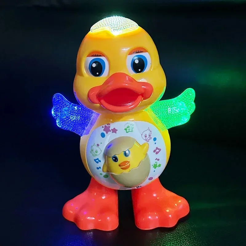 Electric Music Light Dancing Duck with Cute Blinking and Shaking Head Educational Electronic Pet for Children's Birthday Gift