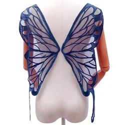 1Pairs Butterfly Wing Back Collar Lace Mesh Bottom Embroidered Corsage Polyester Embroidery Large Size DIY Lace Applique 65X23cm