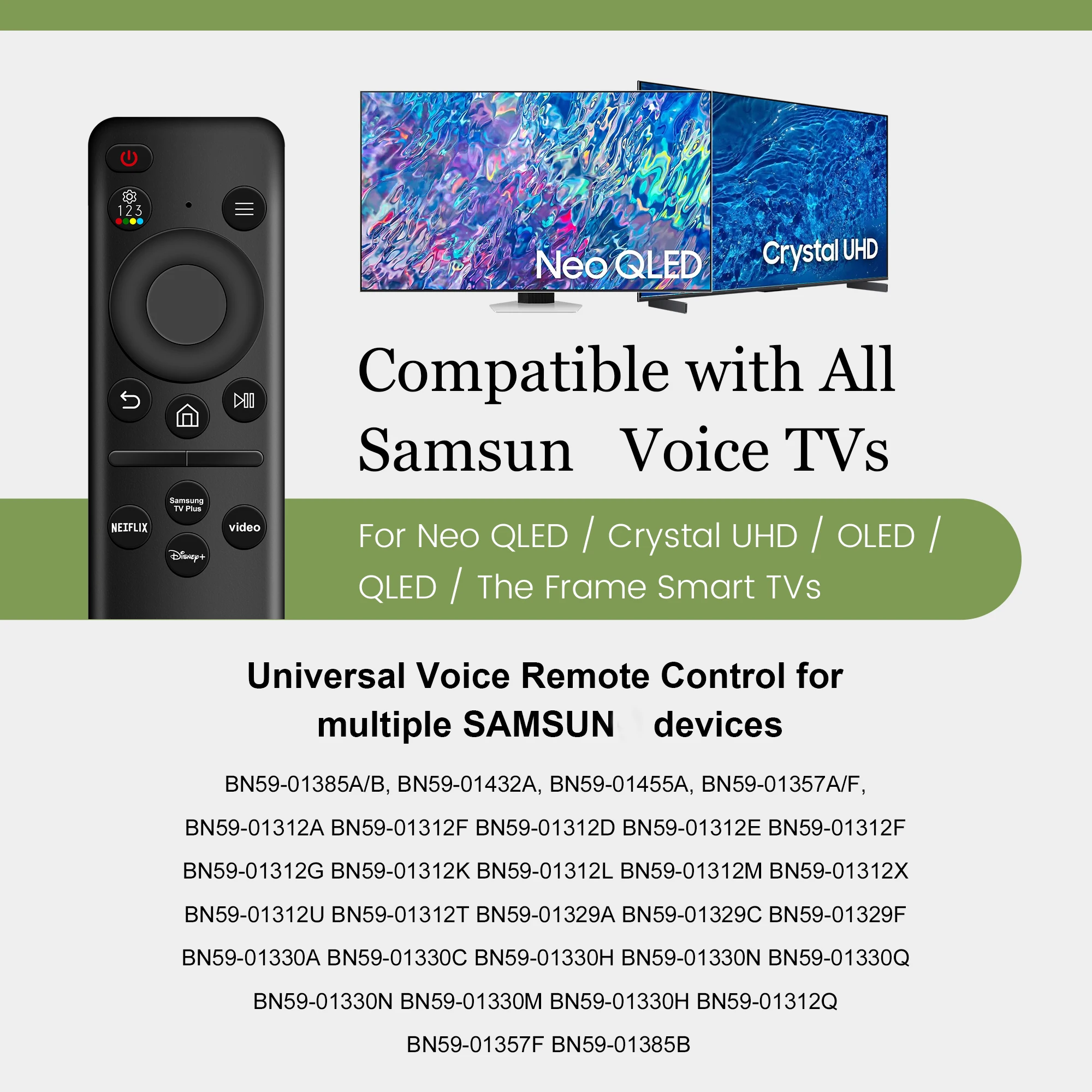 Remote Control for Samsung Smart TV BN59-01385A/B BN59-01432A Replacement Universal Remote for 2019-2024 TVs Control