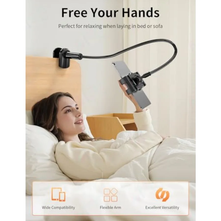 グースネックタブレットホルダー スタンド ベッド用 調整可能 フレキシブルロングアーム タブレットマウント テーブルにクランプ式 iPad Air Mini G対応