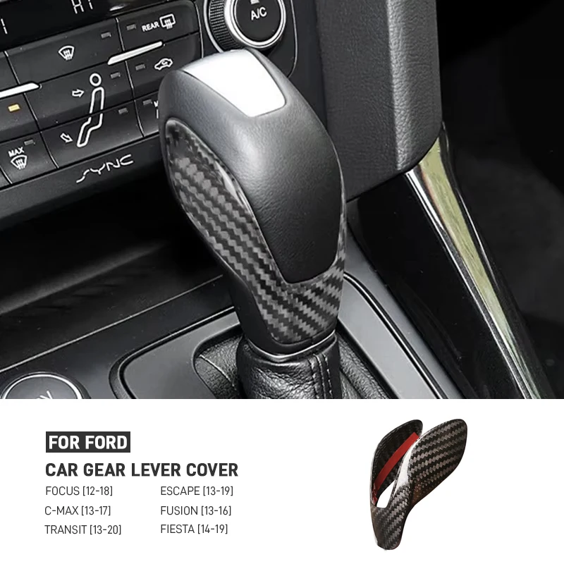 

For Ford Edge Focus Escape C-MAX FIESTA Transit Fusion Mondeo Carbon Fiber Car Gear Shift Head Trim Cover Sticker Interior Parts