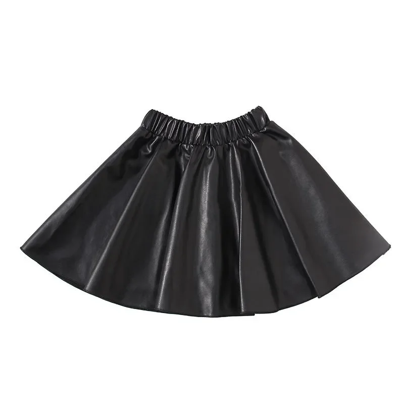 2024 new spring autumn Girls Kids leather PU zipper skirt comfortable cute baby Clothes Children Clothing