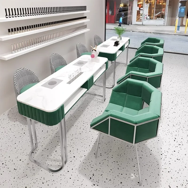 

Hot Sale Grey Nail Salon Furniture Marble Nail and Chair Sets Modern Manicure s for Sale