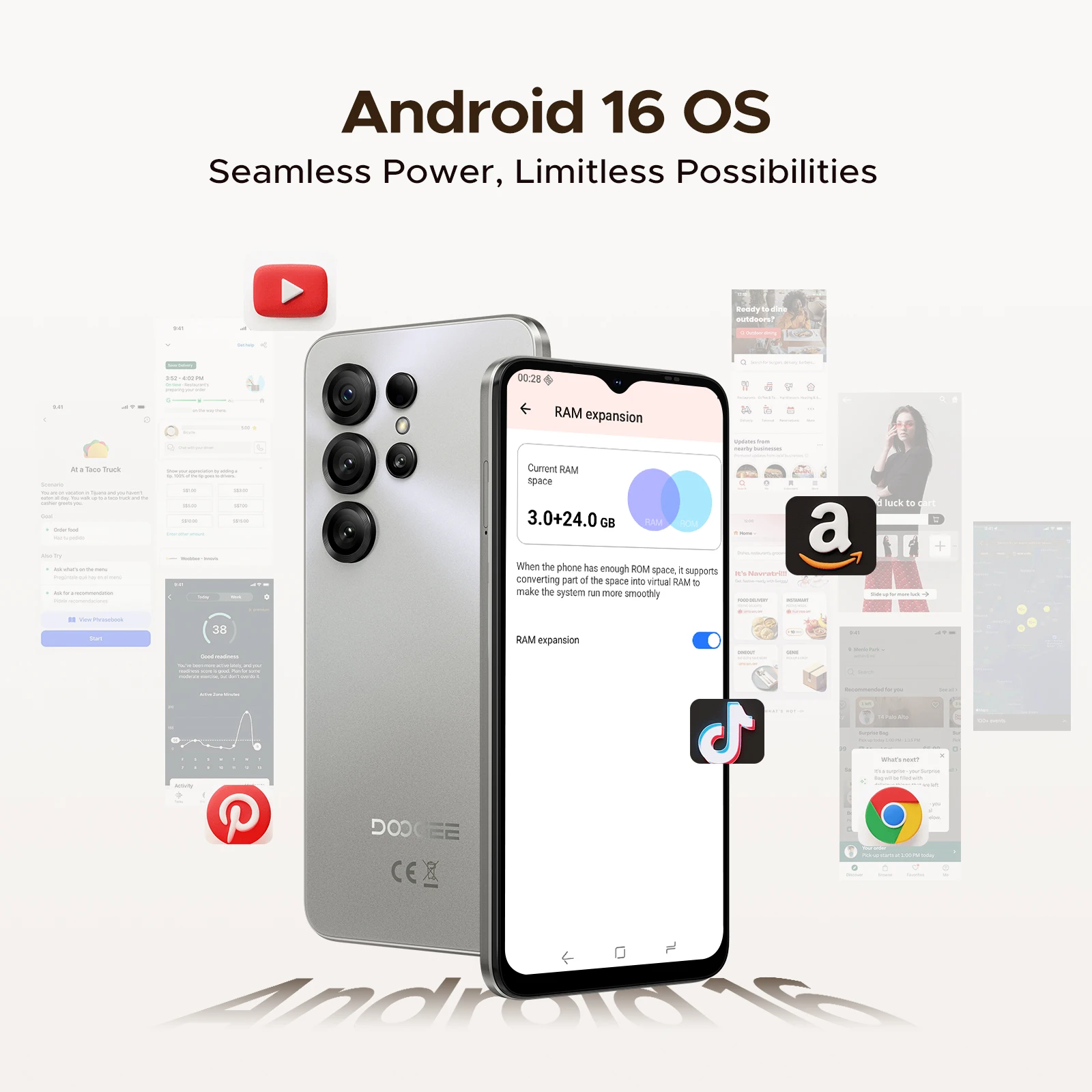 الإصدار العالمي DOOGEE Note56 X الذكي أندرويد 16 24 جيجابايت رام (3 جيجابايت + 21 جيجابايت) 64 جيجابايت ROM شاشة 6.56 بوصة بطارية 6150 مللي أمبير في الساعة هاتف محمول