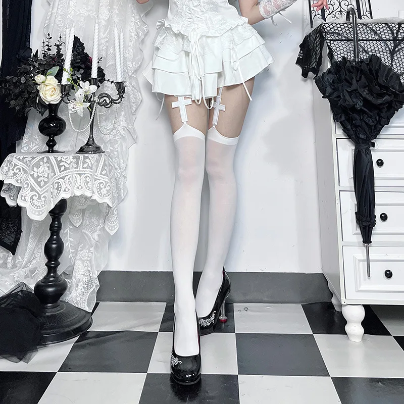 Goth Dark Fashion Gothic Kniehohe Strümpfe Sexy Grunge Y2K Frauen Ultradünne Oberschenkelstrümpfe Socken Harajuku Lolita Strumpfhalterstrümpfe