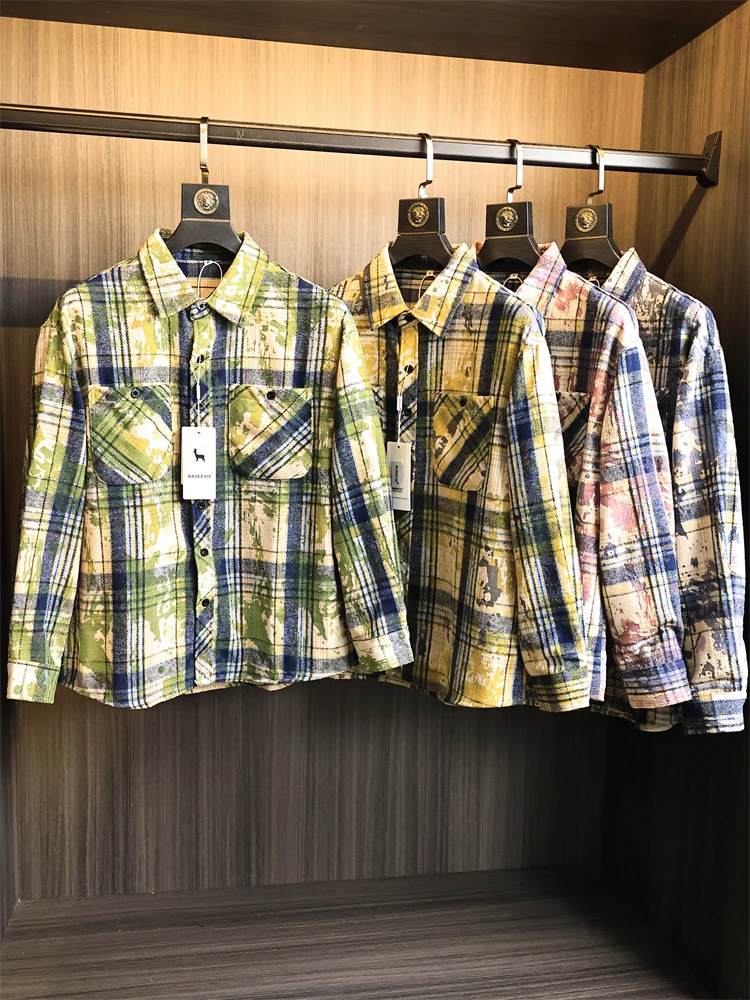 

Мужская фланелевая клетчатая подкладка в стиле ретро, свободная посадка, воротник-стойка, теплая осень-зима Faion Ci C...