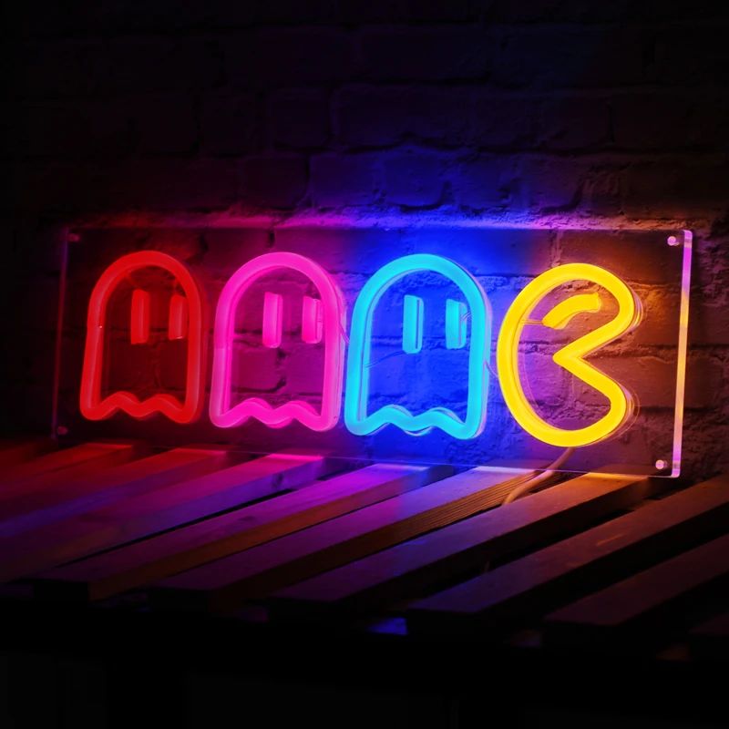 Game Led Neon Signs Ghost Neon Lights Sign Decor Arcade Game Room Decor Led Wall Sign Neon Sign Christmas Wall Decor Gift