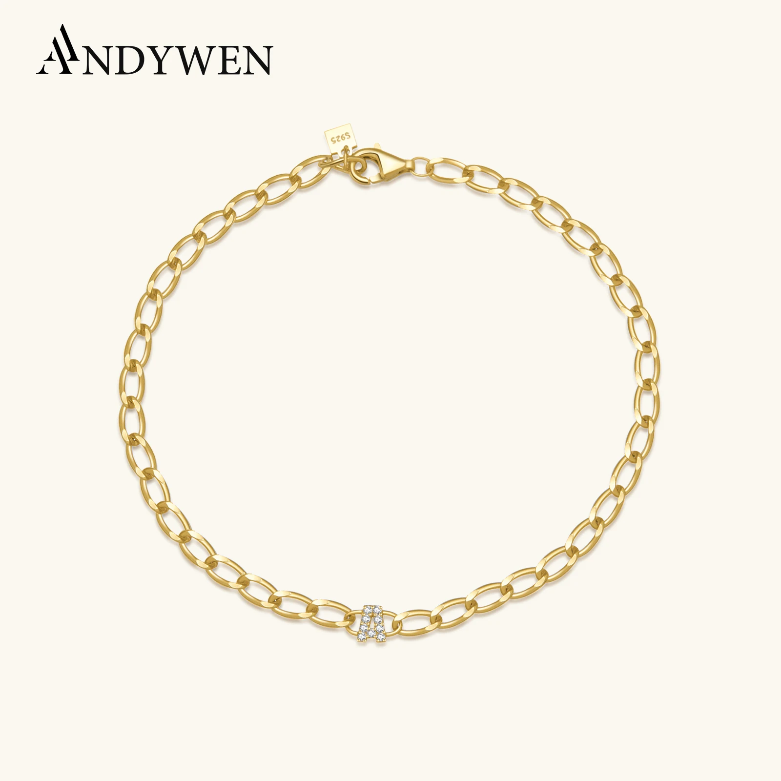 

ANDYWEN Women 100% 925 Sterling Silver Bracelet Chain 2024 Wedding Anniversary Mother's day Luxury Fine Fashion Jewelry