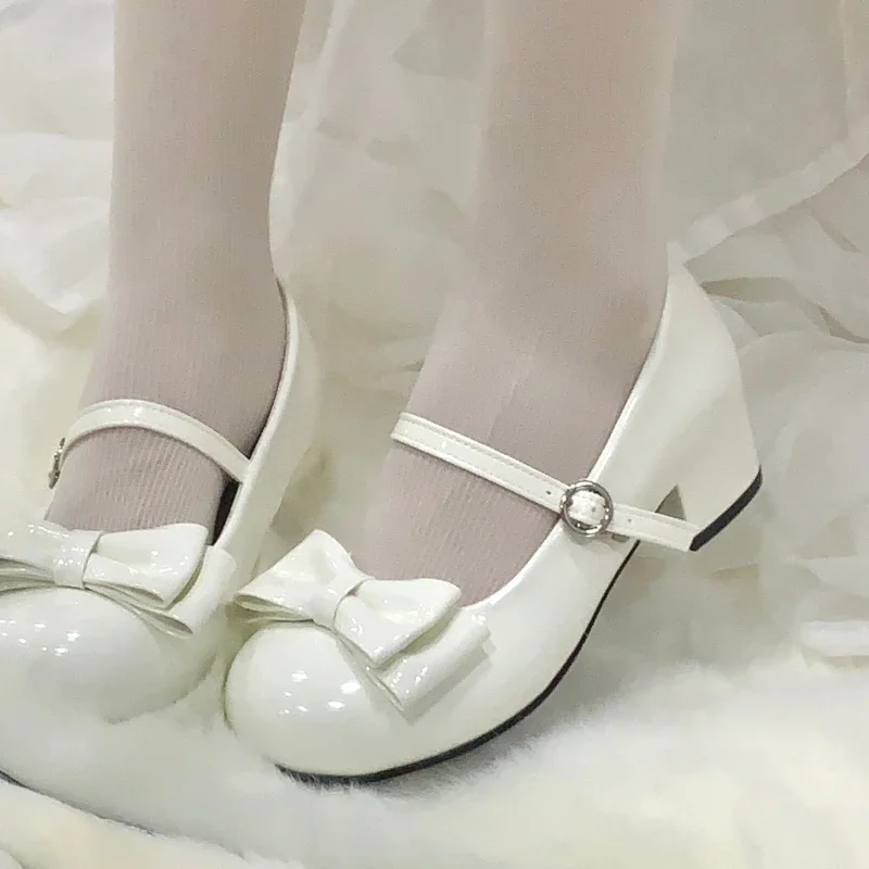 Elegante Damen-Lolita-Prinzessinnen-Schuhe, modische Damen-High-Heel-Schuhe für Party, Hochzeit, glänzende PU-Damen-Freizeitschuhe, Mary-Jane-Schuhe – Detail 6