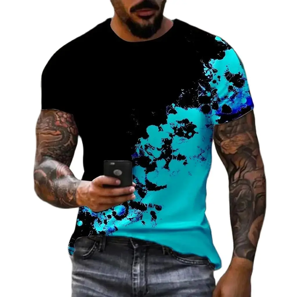 New Summer Men Render 3d Printed Street Personality T-Shirt Casual Fashion O Collar Short Sleeve Loose Plus Size Top Clothing