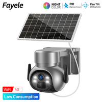 HD 3MP 4MP WIFI 4G Sim Card Solar Panel Battery Camera Mini PTZ PIR Detection Color Night Rechargeable Wireless Security Camera