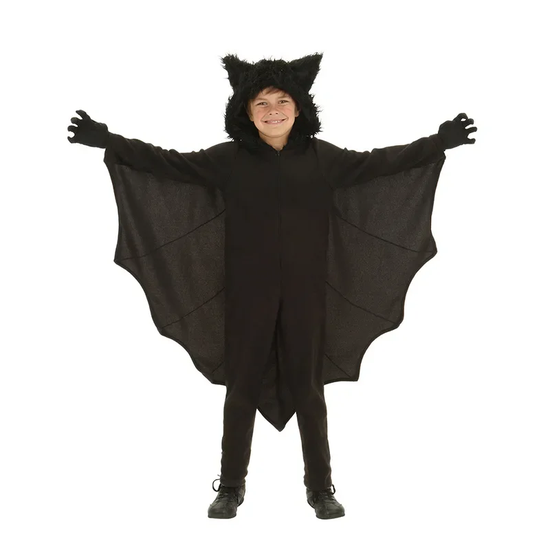 Disfraces de murciélago para niños, S-4XL, ropa de vampiro para hombres y mujeres, vestido familiar, monos para padres de Halloween, ropa de bruja, guantes