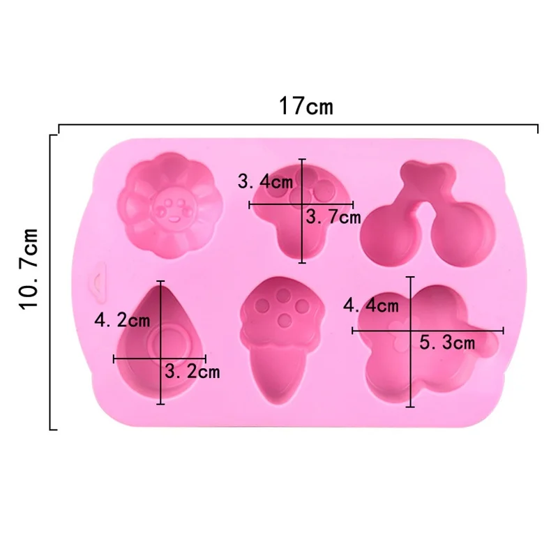 6-piece cherry mushroom raindrop silicone cake mold, aromatherapy plaster mold, handmade jelly rice cake mold