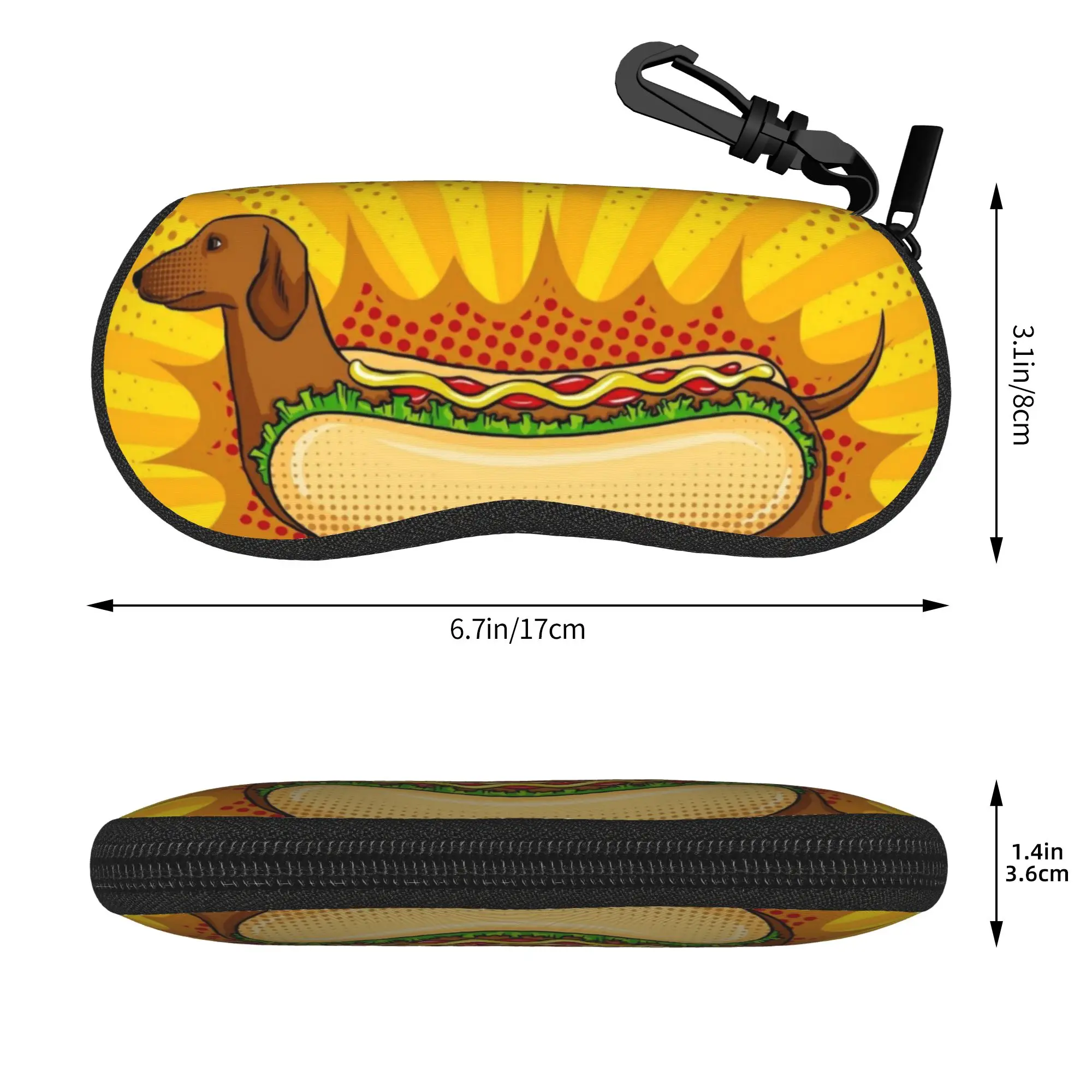 Sausage Dachshund Glasses Case Men Women Anti-Fall Zipper  Sunglasses Storage Box Glasses Box