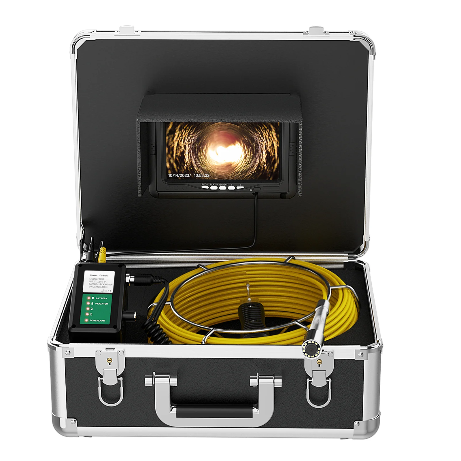 

MOUNTAINONE Pipe Inspection Camera with 7" Monitor,Sewer Drain Industrial Endoscope Camera IP68 4500MHA Battery 10/20/30/40/50M