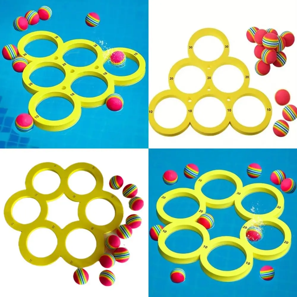 Robustes schwimmendes EVA-Wassertisch-Dreieck mit 10 Bällen, Wurf-Score-Ring-Set, entspannendes Puzzlespiel, Wasserspielzeug, Ozean, Pool, Strand