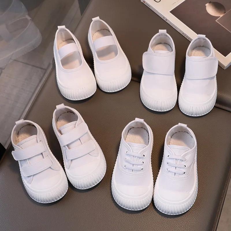 

Children White Sneakers Girl White Cloth Shoes Boy Canvas Elementary School Students Sports Shoes Kids Kindergarten Indoor Shoes
